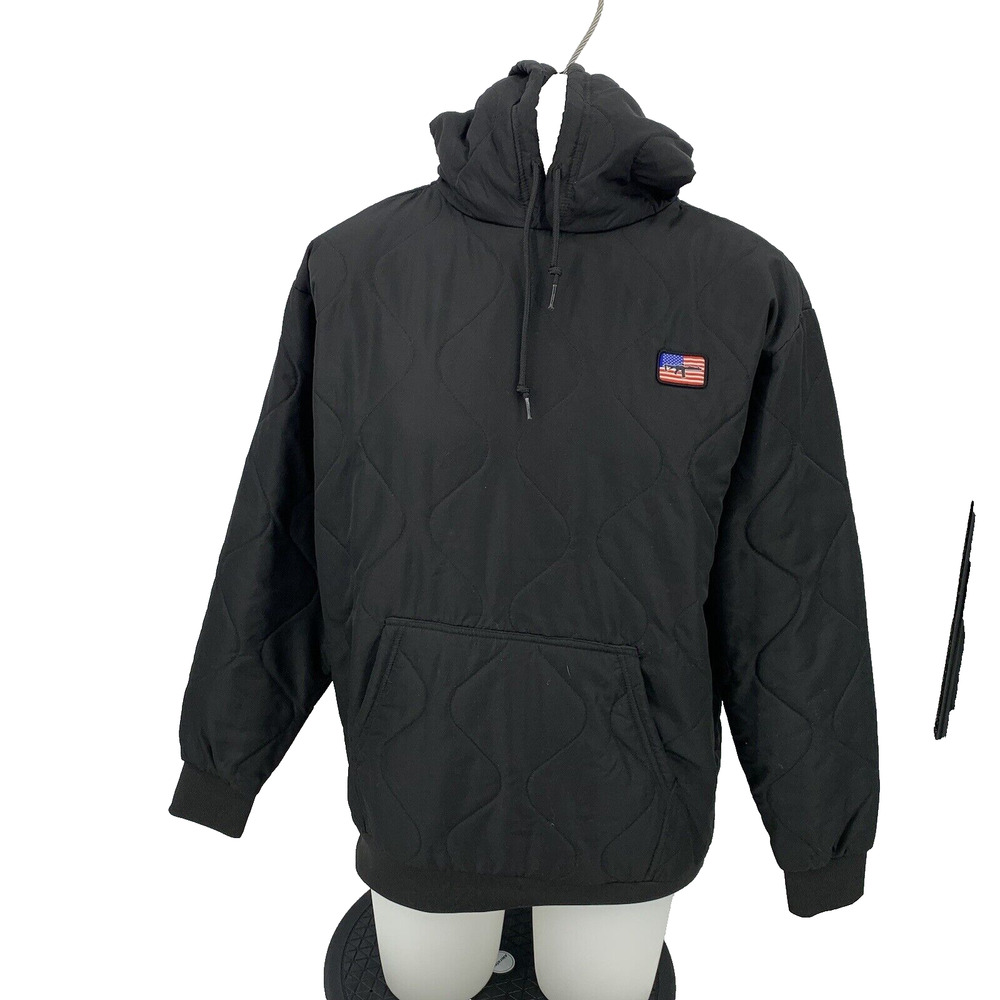 Black Rifle Coffe Company Jacket Medium Black Quilted Hoodie Pullover CLST